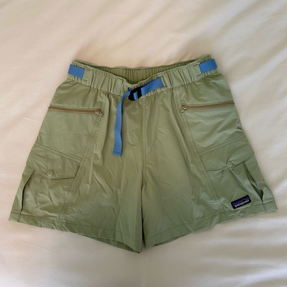 Matcha colored Patagonia everyday shorts 4”